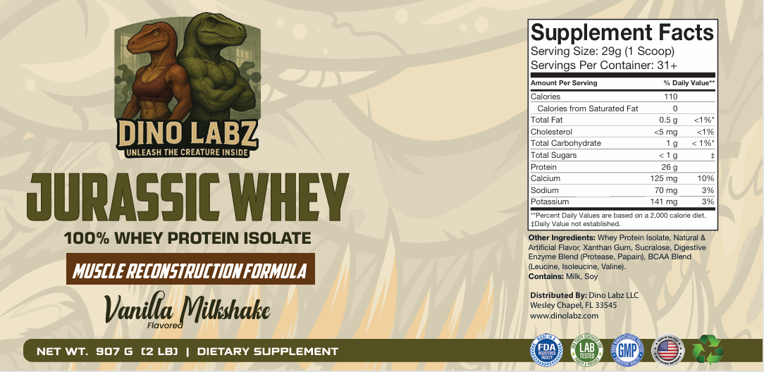 Jurassic Whey 100% Whey Protein Isolate 2lb