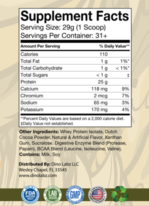 Jurassic Whey 100% Whey Protein Isolate Chocolate 2lb